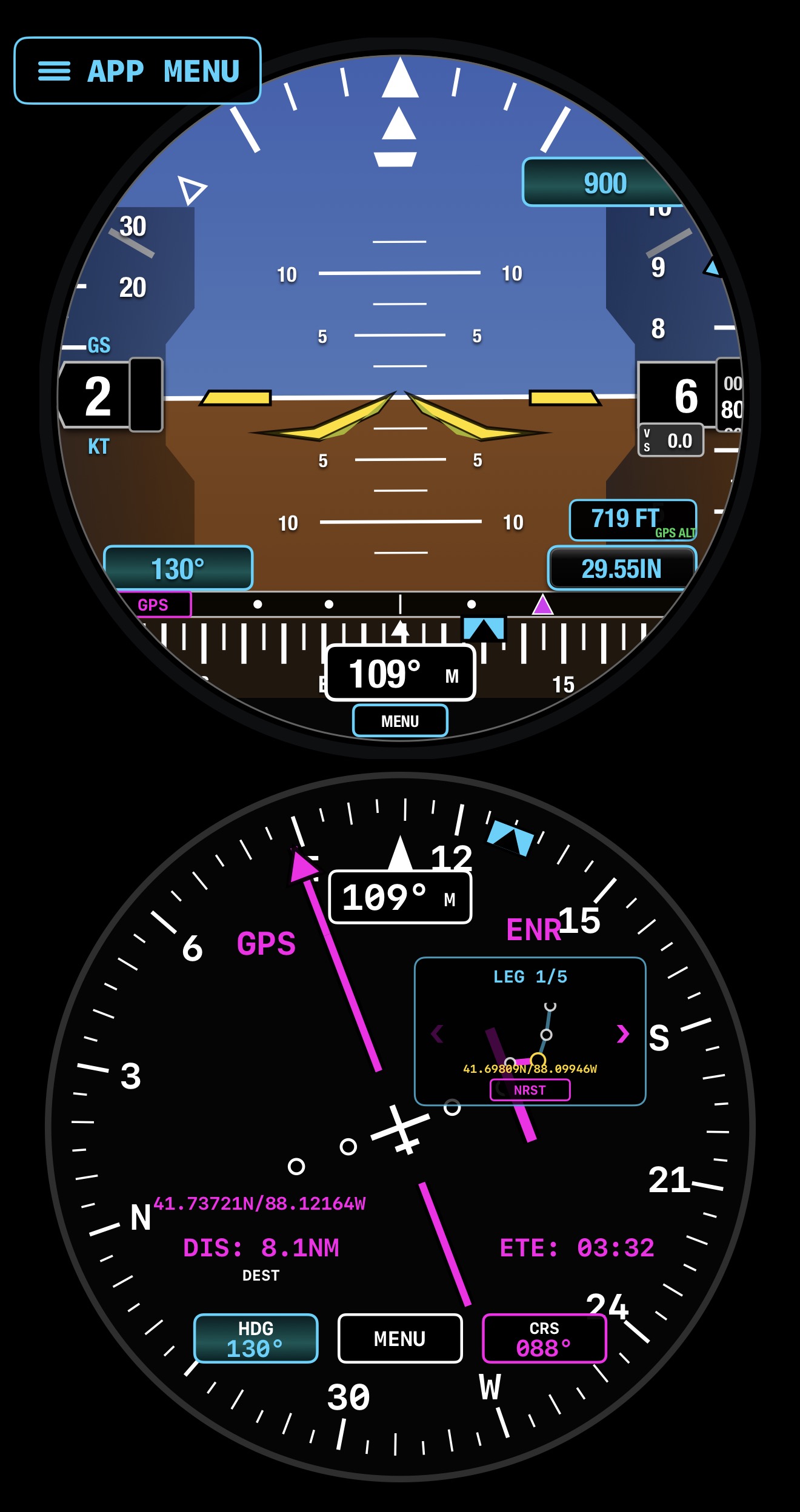 DI 275 combined attitude and HSI display with route guidance